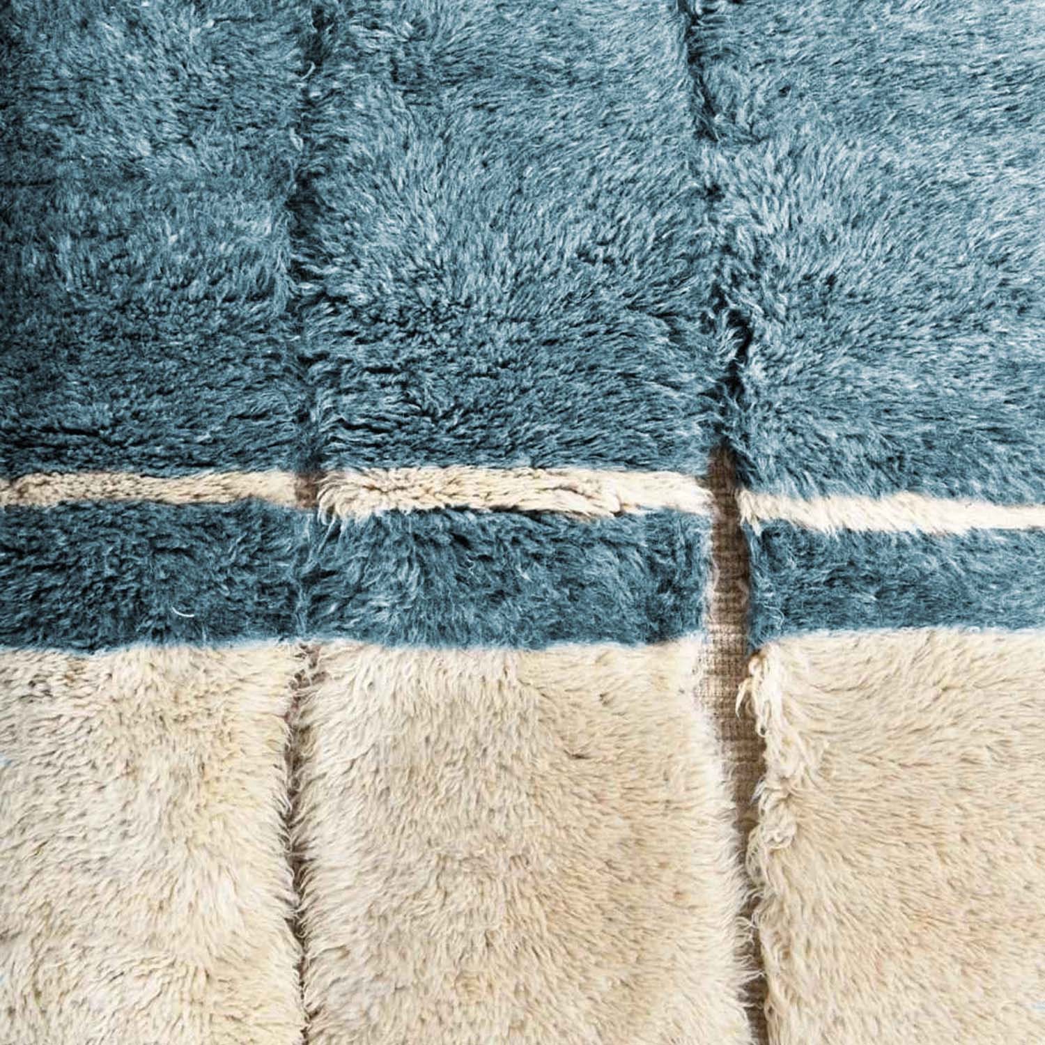 Moroccan Rug Handmade Wool 7x10 - Ivory Neutral Blue Modern Boho Area Rug for Living Room Bedroom - Beni Ourain – Bild 5