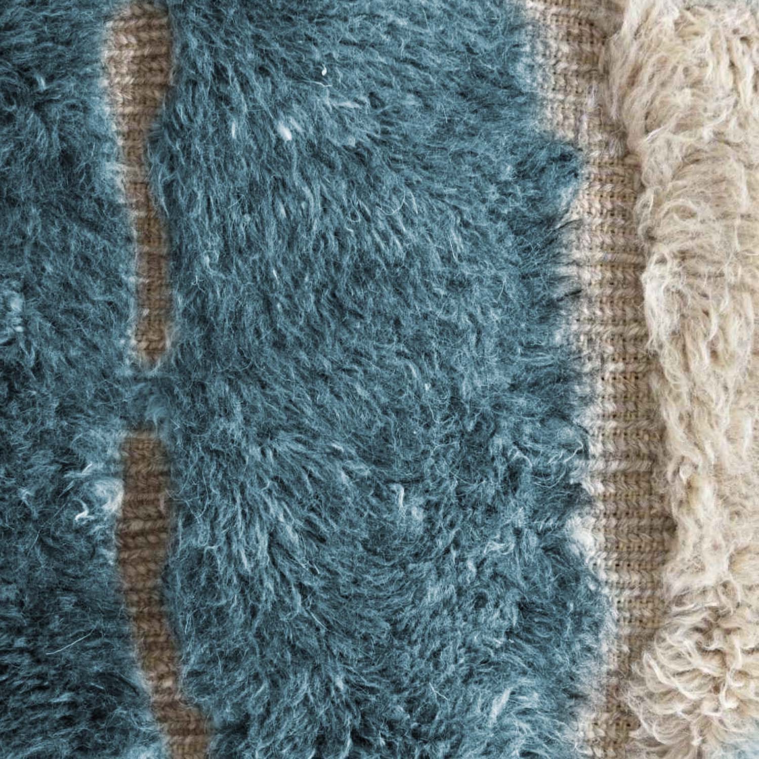 Moroccan Rug Handmade Wool 7x10 - Ivory Neutral Blue Modern Boho Area Rug for Living Room Bedroom - Beni Ourain – Bild 6