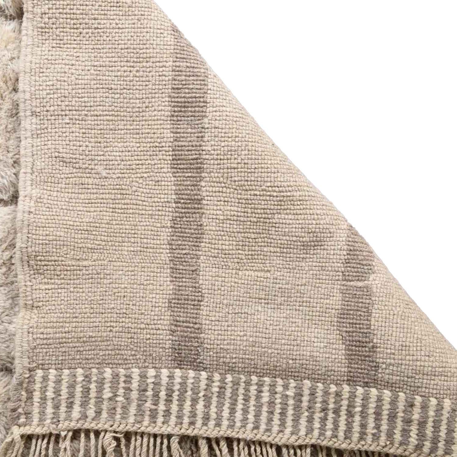 Moroccan Rug Handmade Wool 7x10 - Ivory Neutral Blue Modern Boho Area Rug for Living Room Bedroom - Beni Ourain – Bild 8