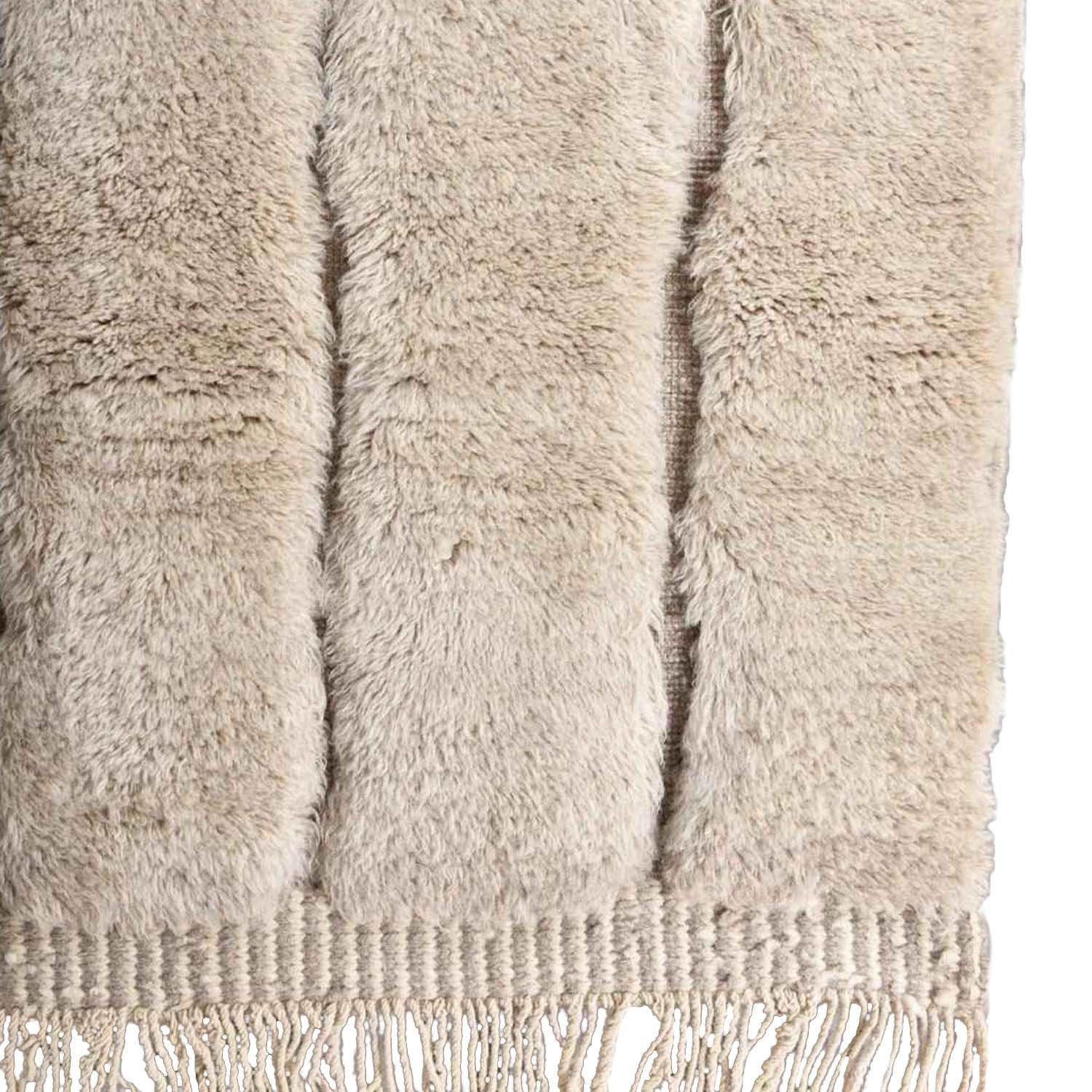 Moroccan Rug Handmade Wool 7x10 - Ivory Neutral Blue Modern Boho Area Rug for Living Room Bedroom - Beni Ourain – Bild 9