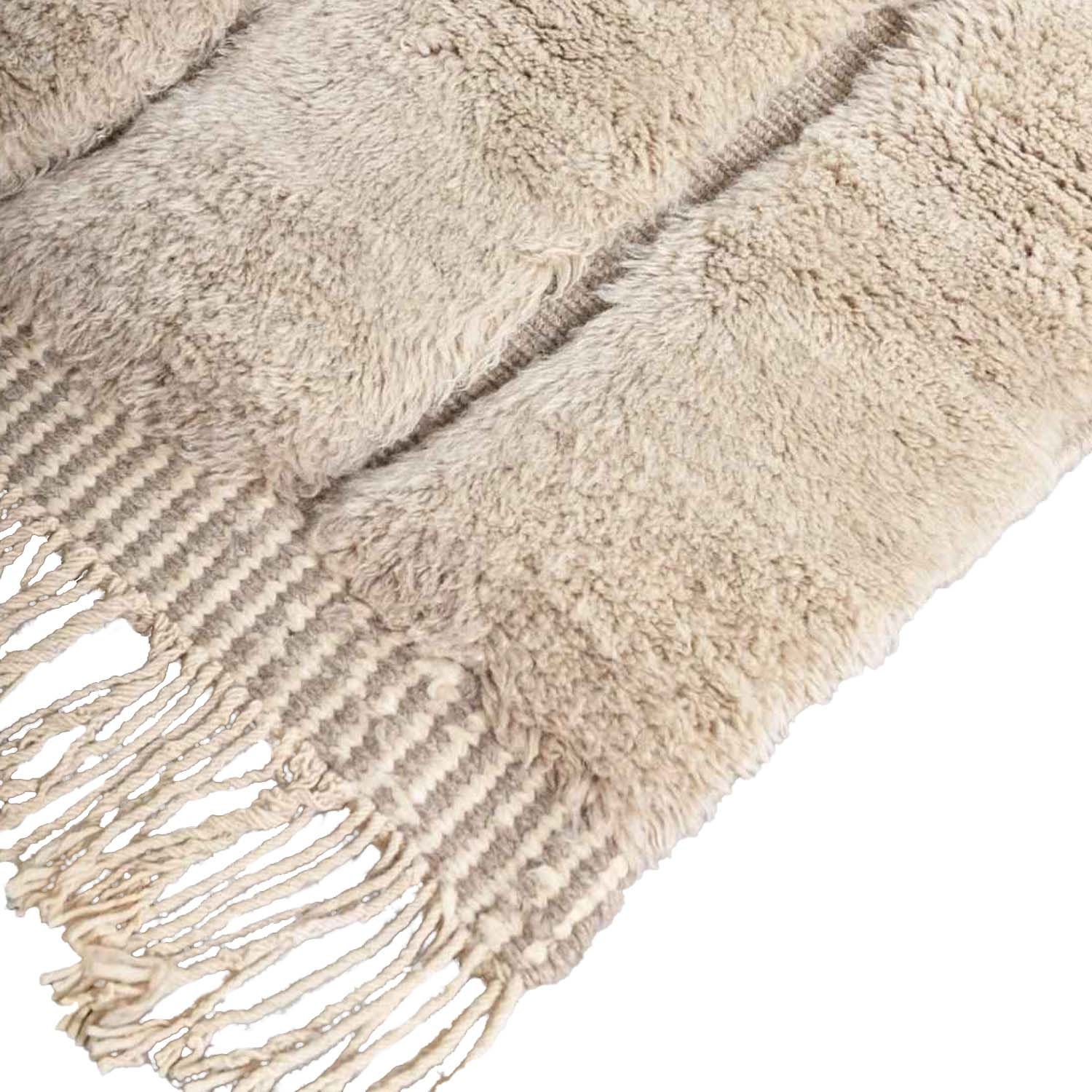 Moroccan Rug Handmade Wool 7x10 - Ivory Neutral Blue Modern Boho Area Rug for Living Room Bedroom - Beni Ourain – Bild 10