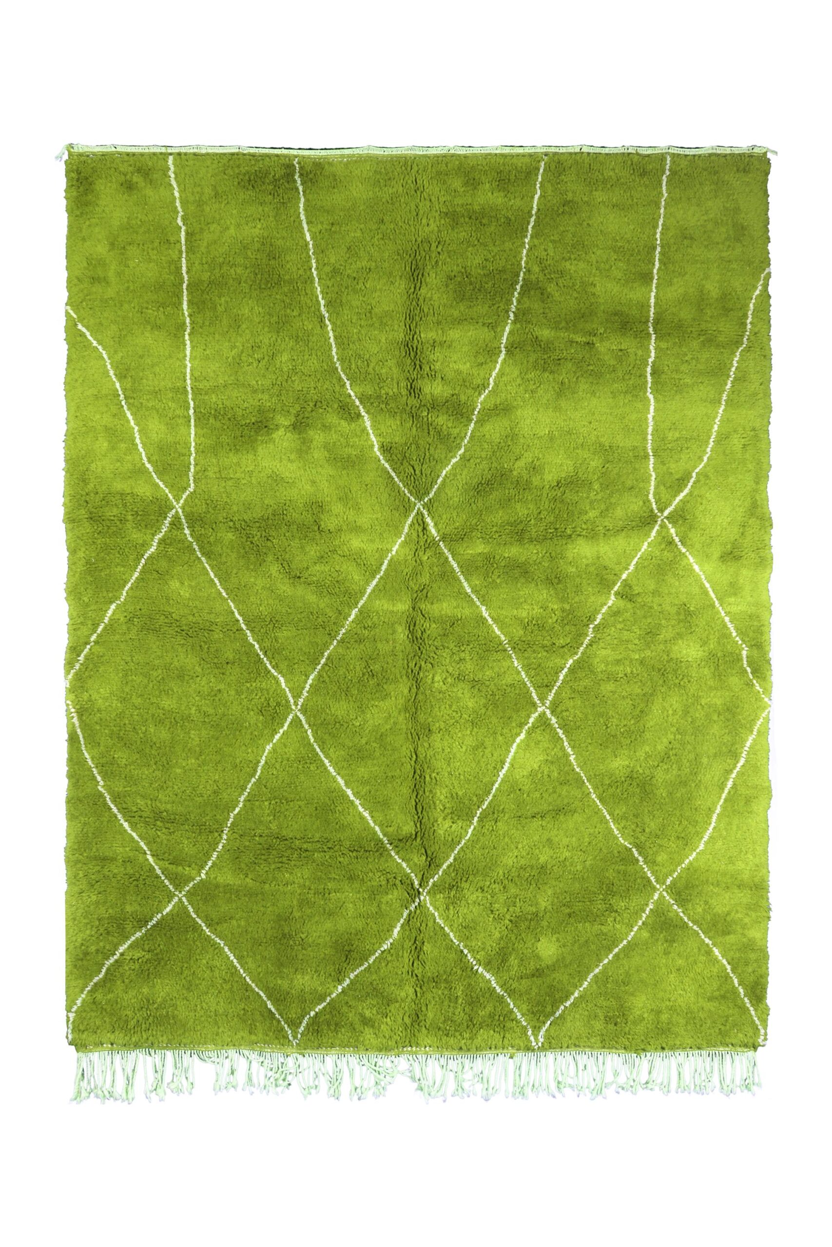 Moroccan Rug Handmade Wool 7x10 - Olive Green Modern Boho Area Rug for Living Room Bedroom - Beni Ourain - Imagen 2