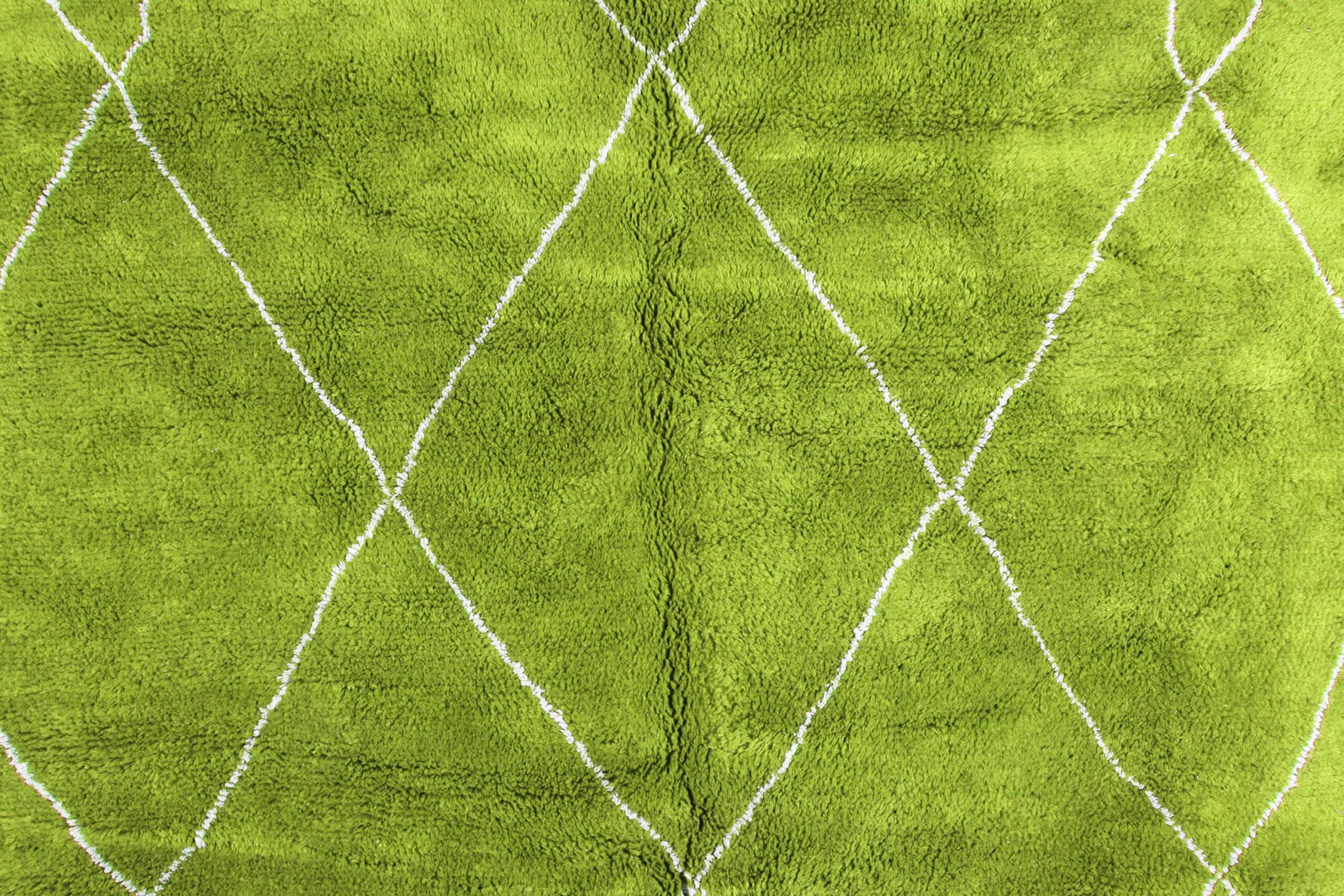 Moroccan Rug Handmade Wool 7x10 - Olive Green Modern Boho Area Rug for Living Room Bedroom - Beni Ourain - Imagen 3