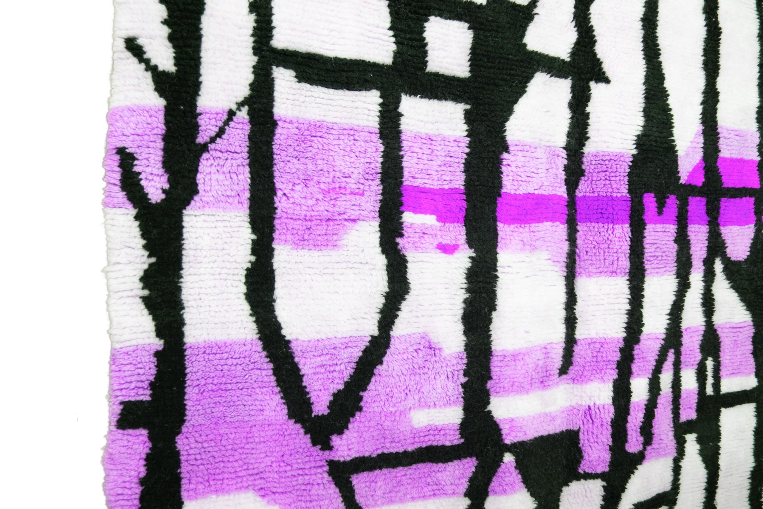 Moroccan Rug Handmade Wool 7x10 - Ivory Black Purple Modern Boho Area Rug for Living Room Bedroom - Mrirt - الصورة 5