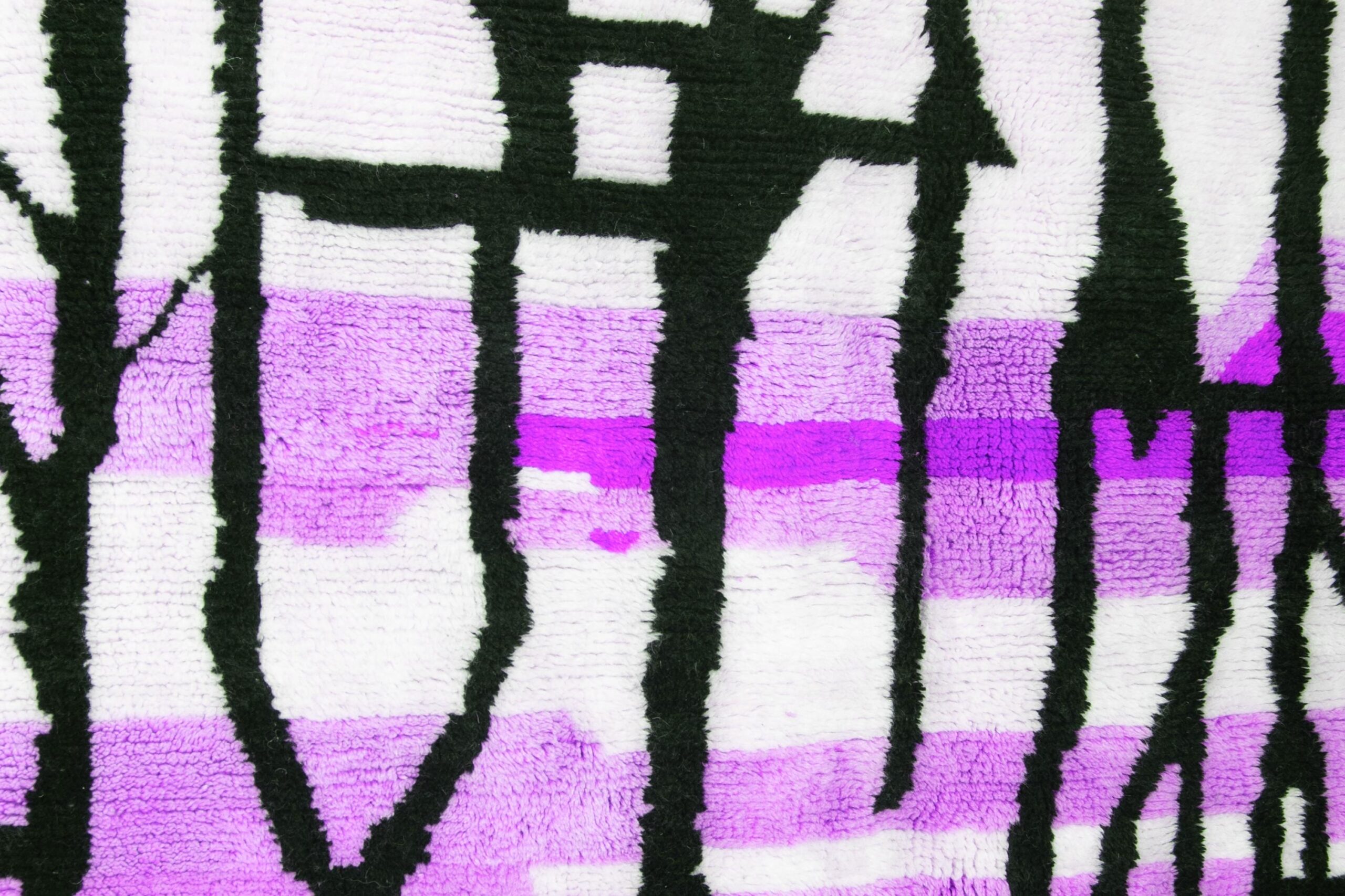 Moroccan Rug Handmade Wool 7x10 - Ivory Black Purple Modern Boho Area Rug for Living Room Bedroom - Mrirt - الصورة 8