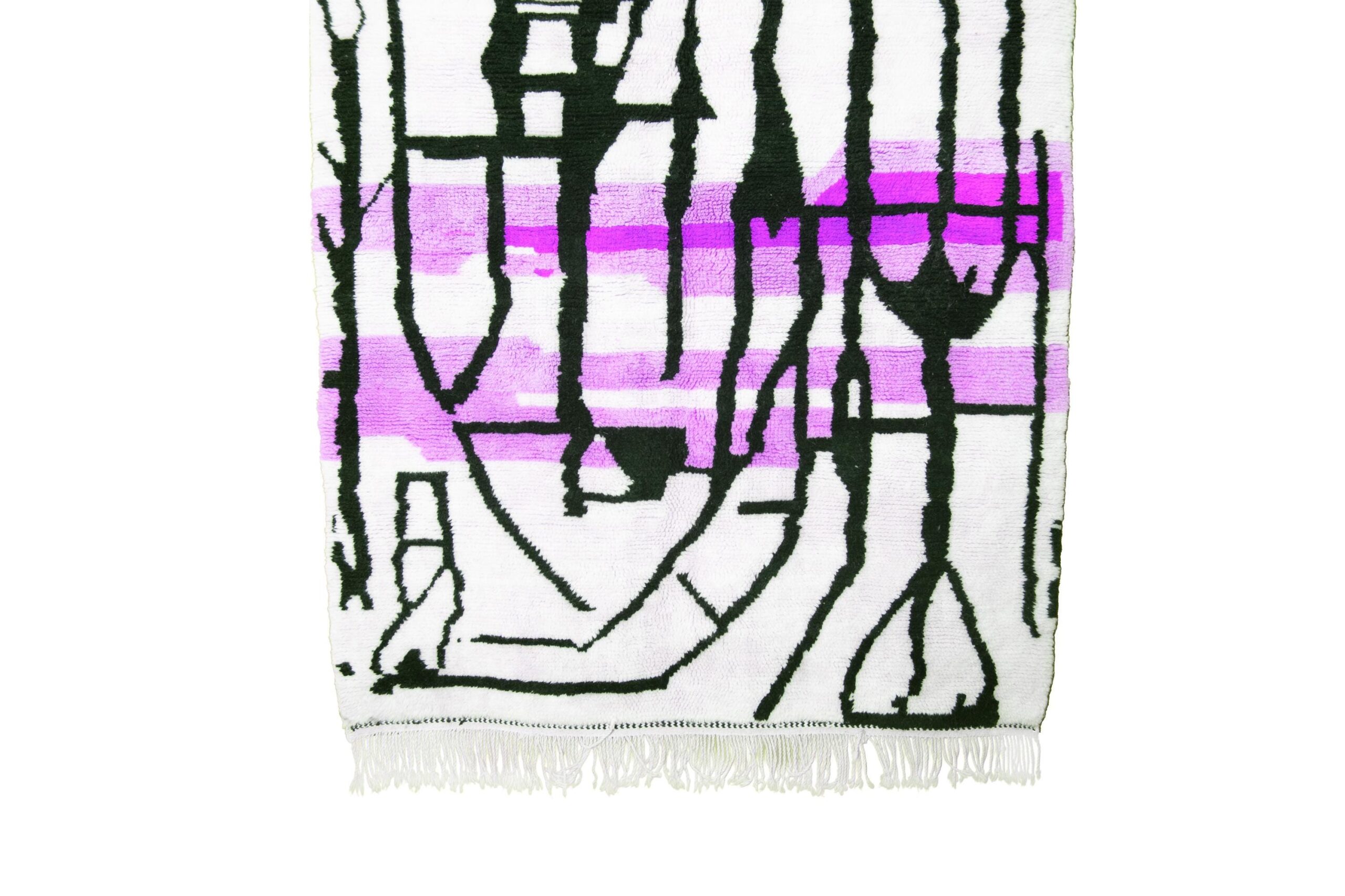 Moroccan Rug Handmade Wool 7x10 - Ivory Black Purple Modern Boho Area Rug for Living Room Bedroom - Mrirt - الصورة 10