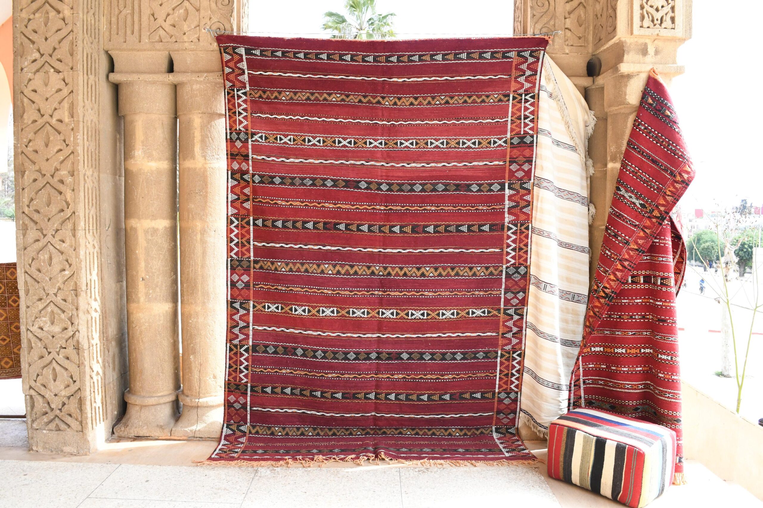 Moroccan Rug Handmade Wool 10x6 - Red Burgundy Boho Tribal Area Rug for Living Room Bedroom - Zemmour - Imagen 2