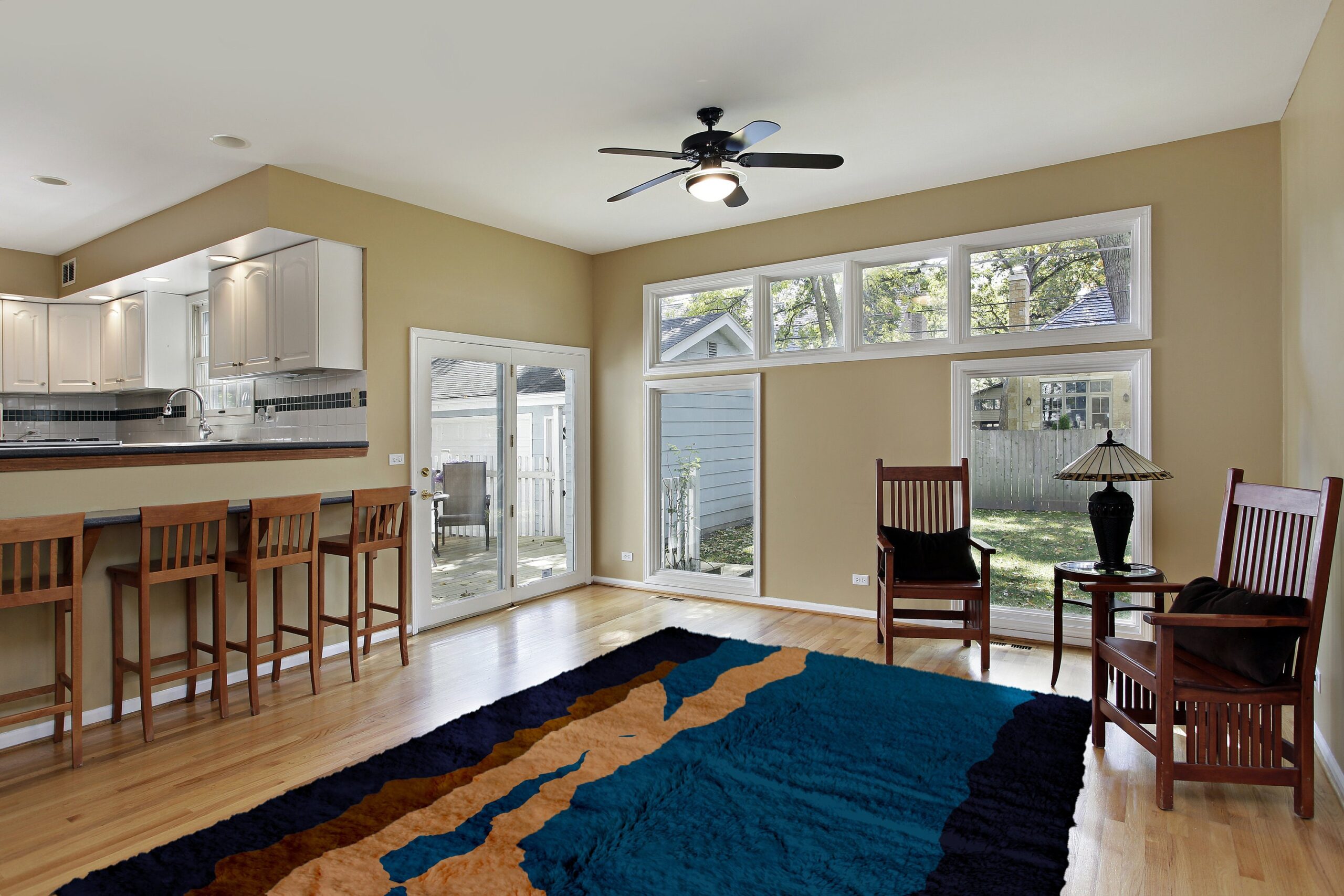 Moroccan Rug Mrirt 5x7 Wool Navy Teal Tan Minimalist Living Room Berber - Image 3