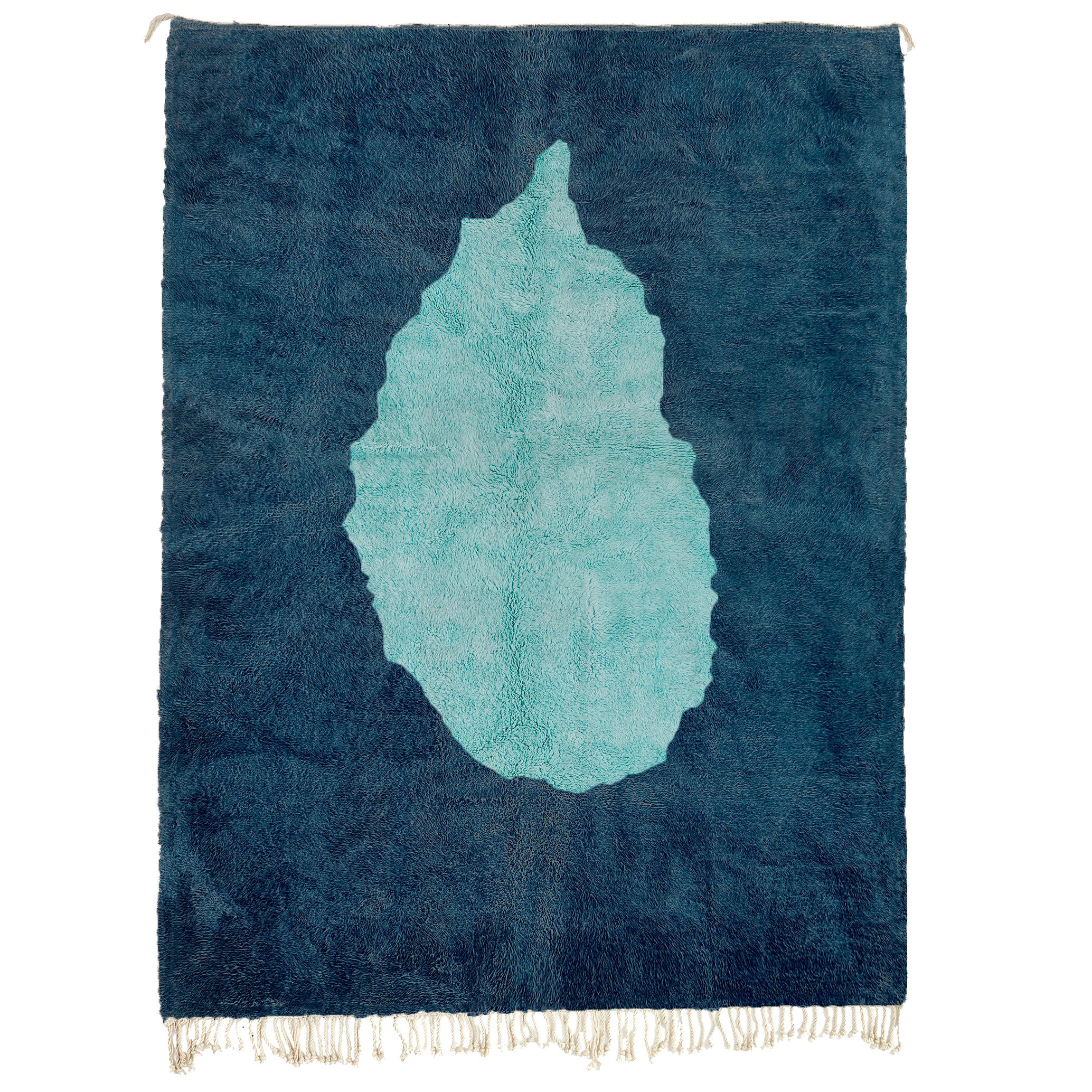 Moroccan Rug Mrirt 8x10 Wool Navy Blue Aqua Minimalist Living Room - الصورة 4