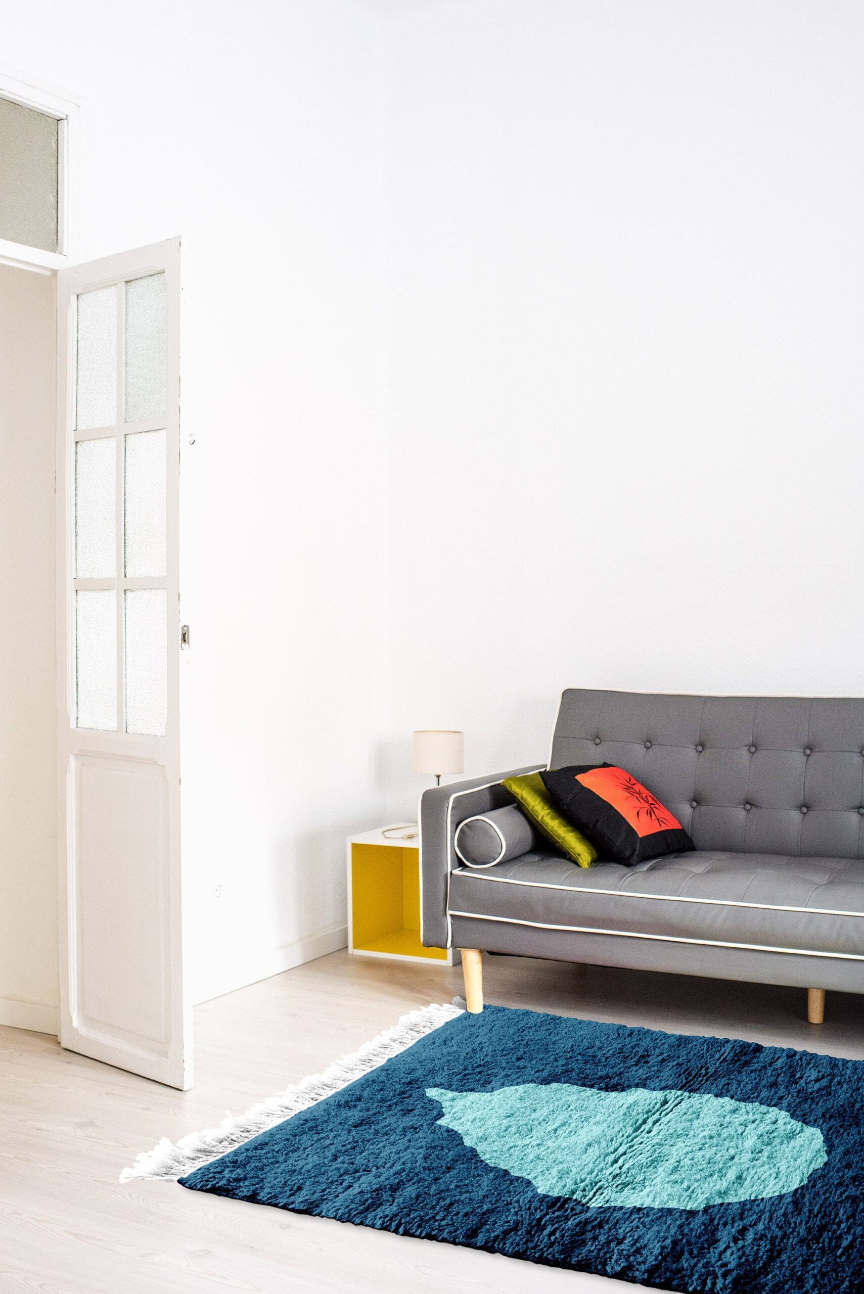 Moroccan Rug Mrirt 8x10 Wool Navy Blue Aqua Minimalist Living Room - الصورة 6