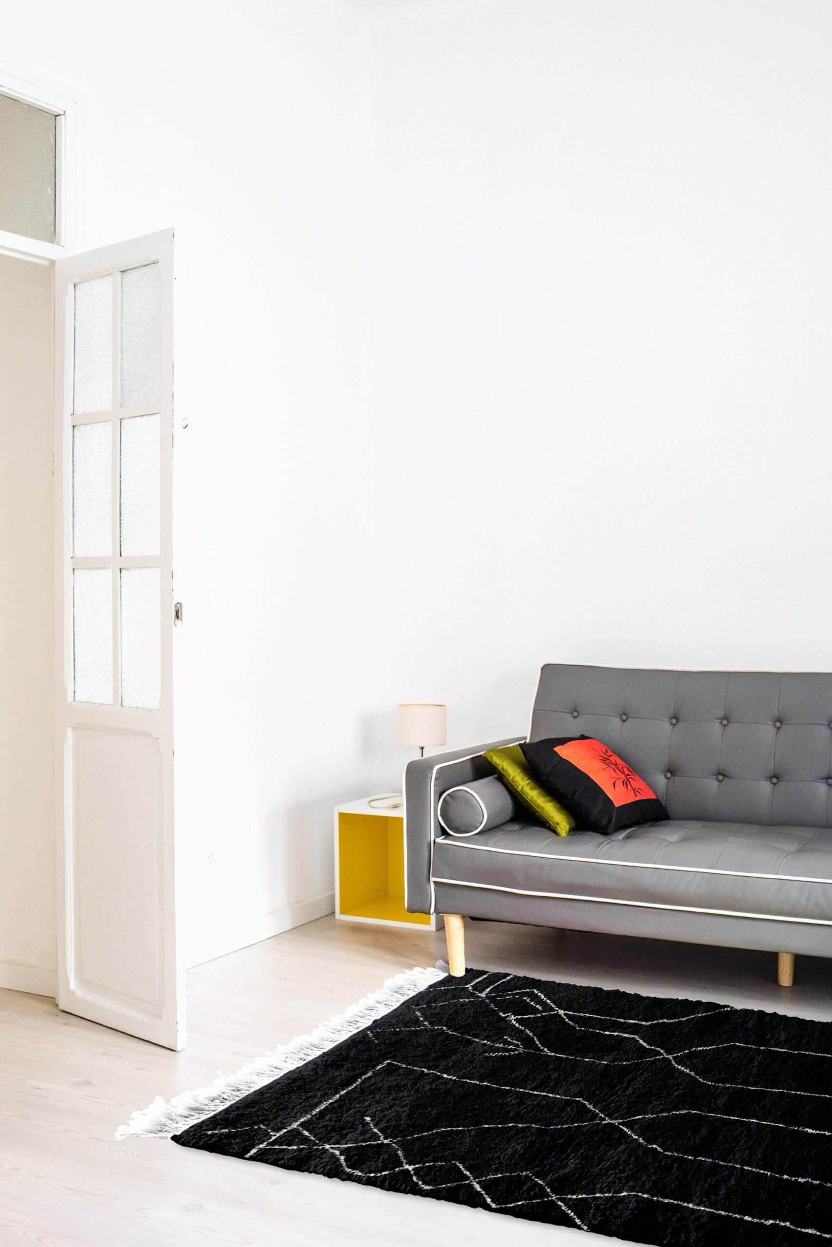 Moroccan Rug Beni Ourain 5x7 Wool Black Ivory Minimalist Living Room - Image 4