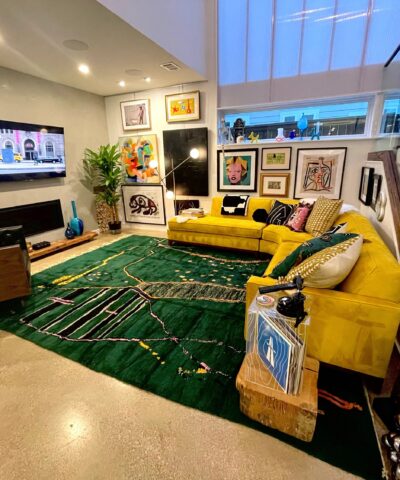 Moroccan Rug Handmade Wool Custom Size - Emerald Green Boho Modern Area Rug for Living Room Bedroom Berber