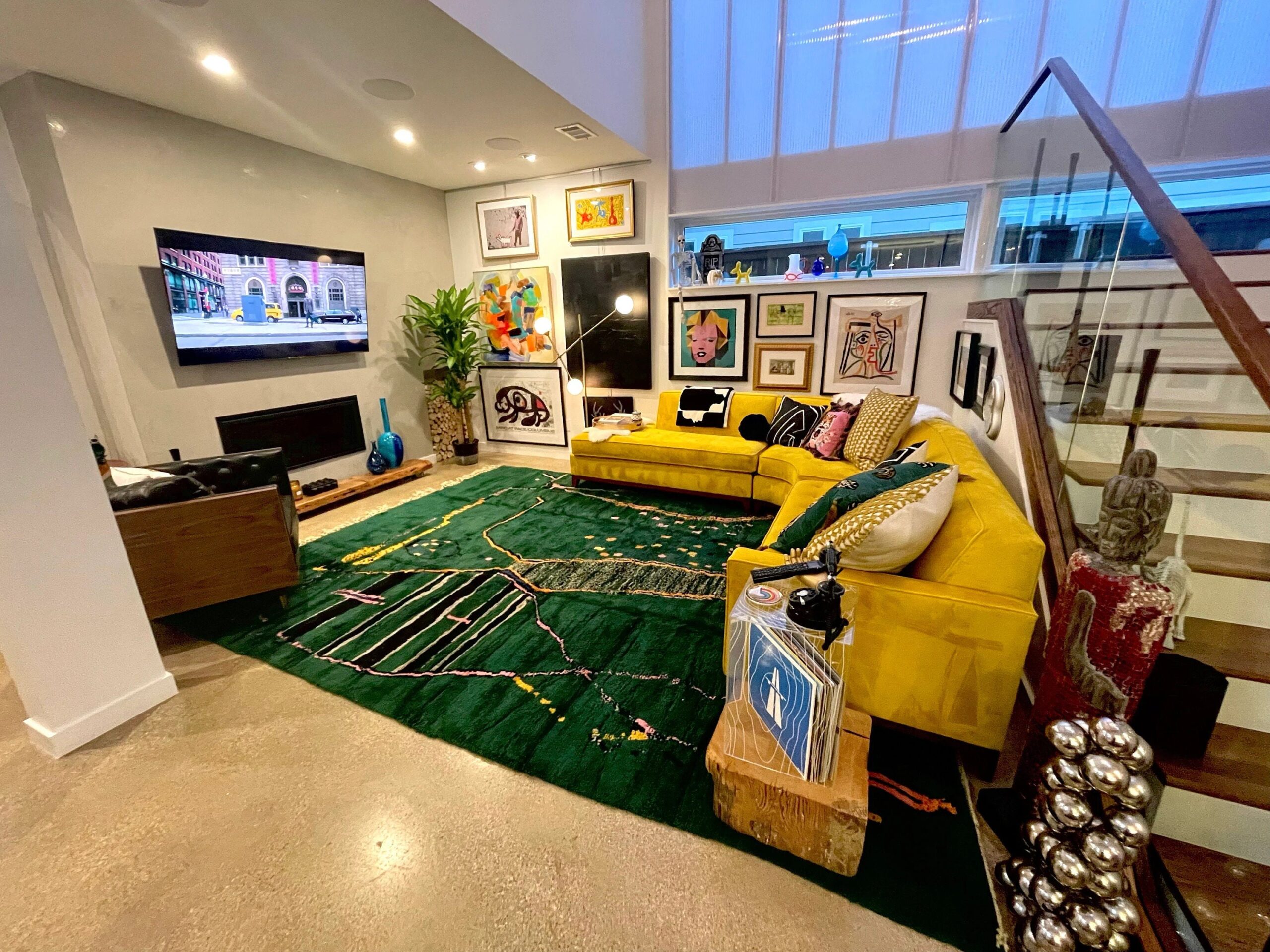 モロッコラグ ハンドメイドウール カスタムサイズ - エメラルドグリーン ボヘミアンモダン エリアラグ リビングルーム 寝室 ベルベル