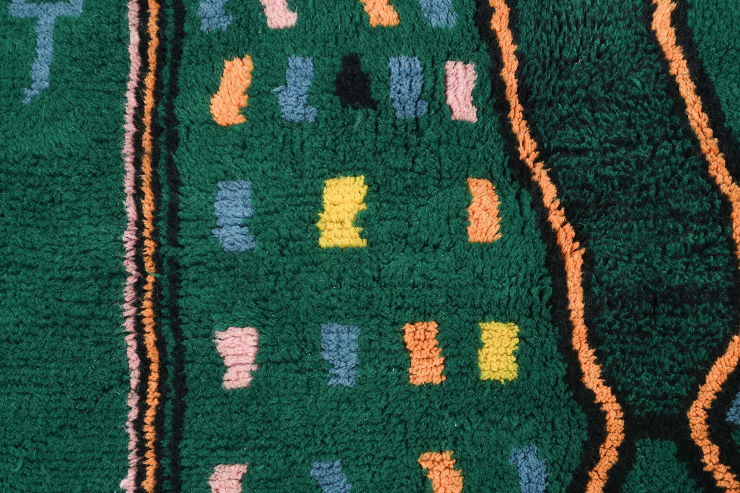 Moroccan Rug Handmade Wool Custom Size - Emerald Green Boho Modern Area Rug for Living Room Bedroom Berber - 画像5