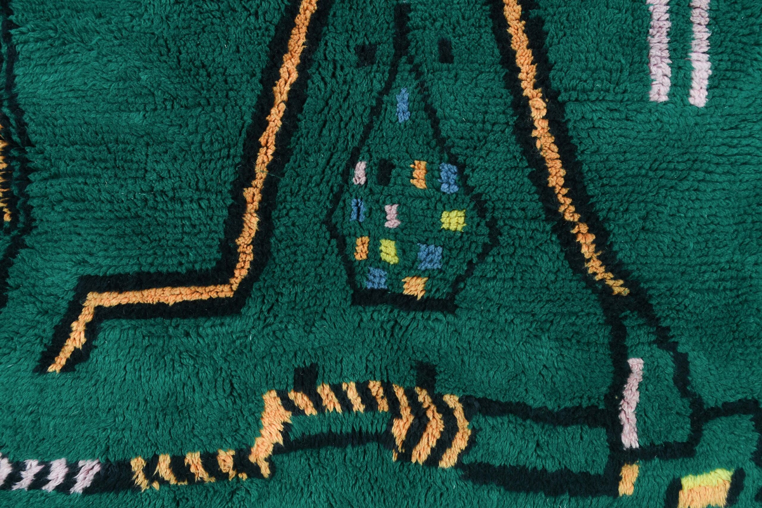 Moroccan Rug Handmade Wool Custom Size - Emerald Green Boho Modern Area Rug for Living Room Bedroom Berber - 画像6