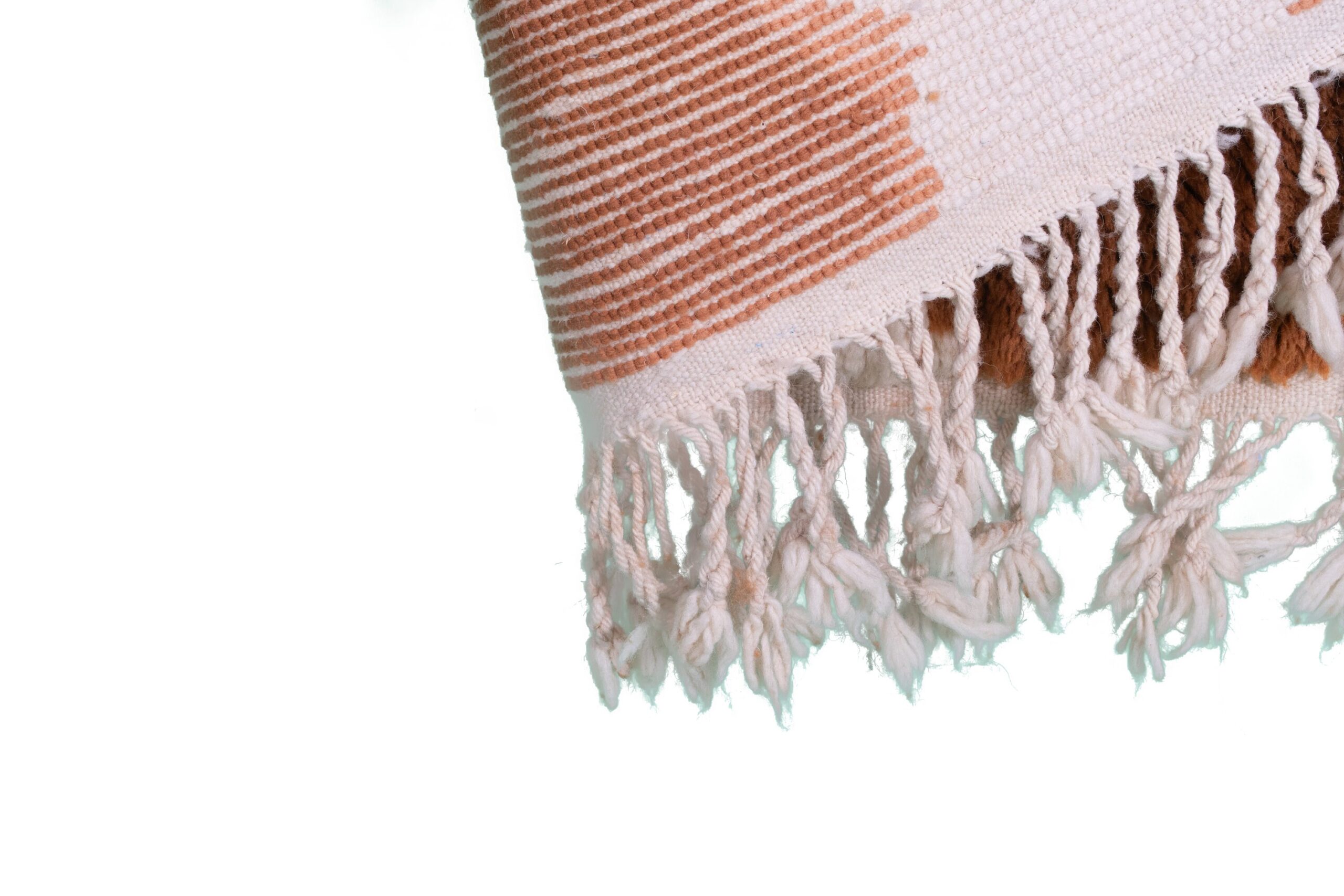 Moroccan Rug Handmade Wool Custom Size - Ivory Brown Striped Modern Boho Area Rug for Living Room Bedroom Mrirt - Kuva 11