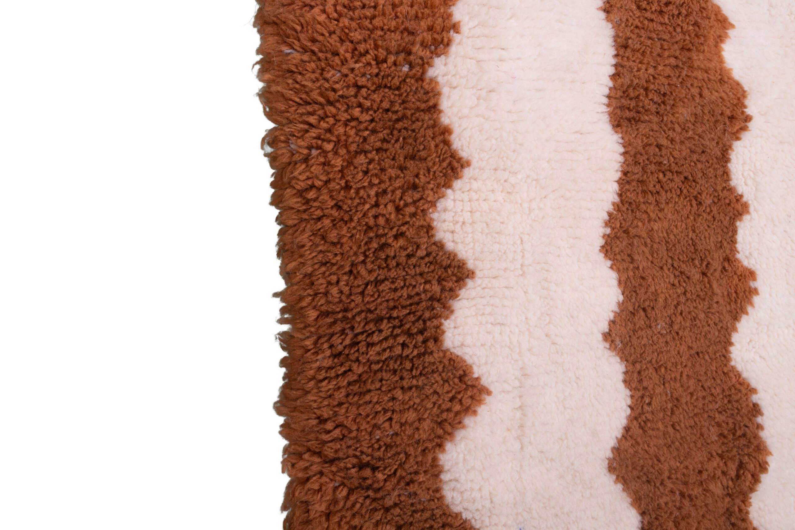 Moroccan Rug Handmade Wool Custom Size - Ivory Brown Striped Modern Boho Area Rug for Living Room Bedroom Mrirt - Kuva 4