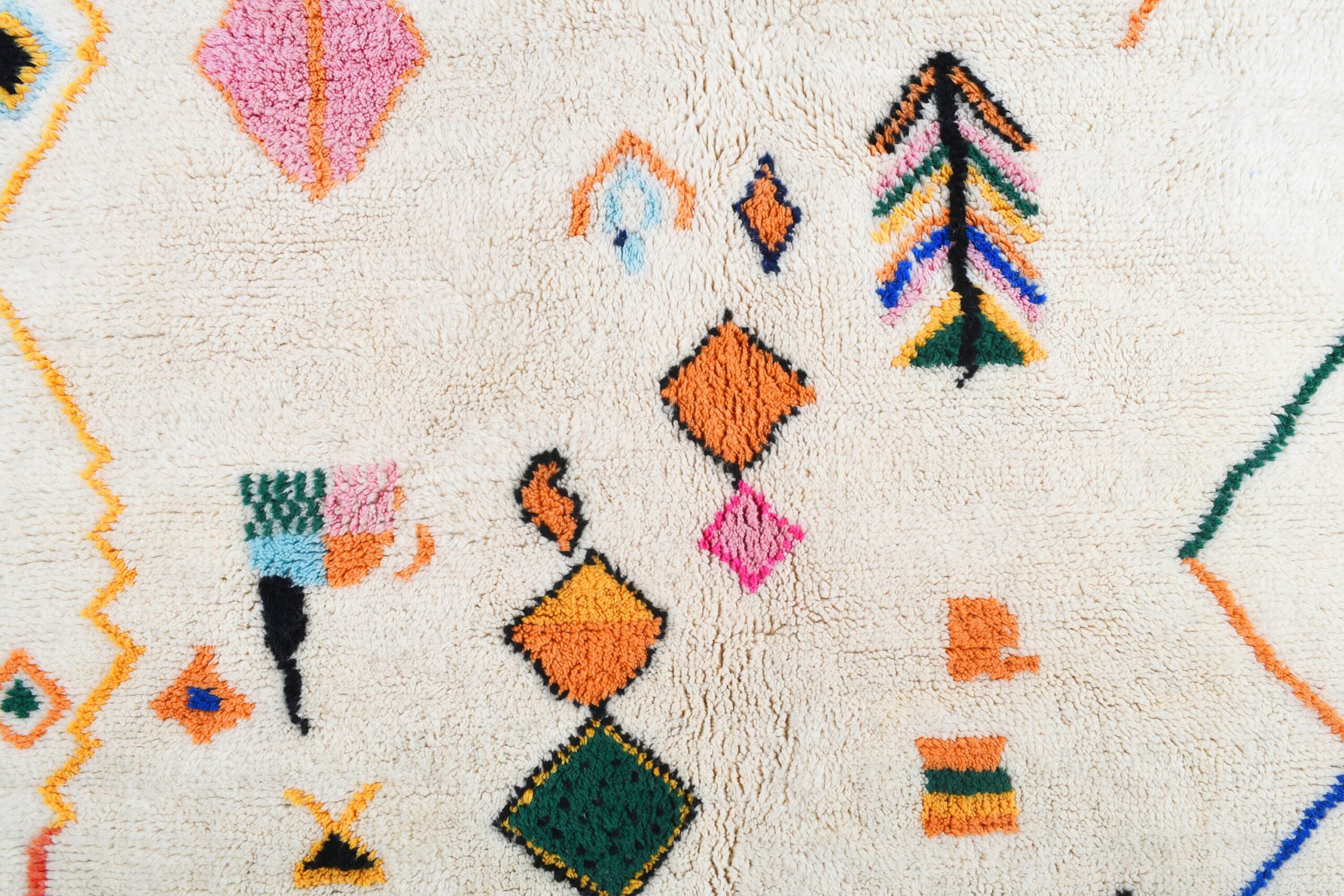 Moroccan Rug Azilal 5x8 Wool Cream White Multicolor Boho Living Room Berber - 画像3