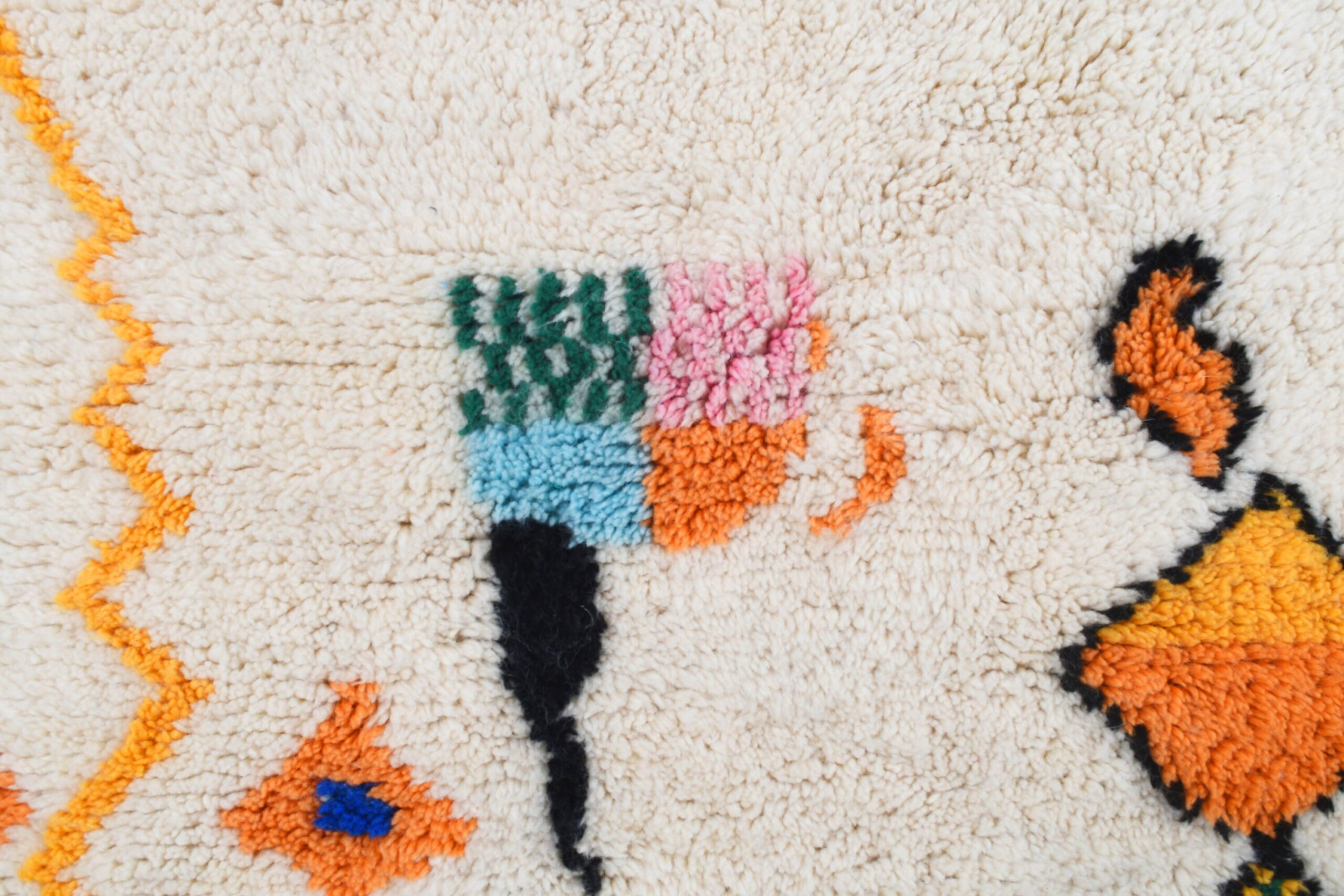 Moroccan Rug Azilal 5x8 Wool Cream White Multicolor Boho Living Room Berber - 画像6