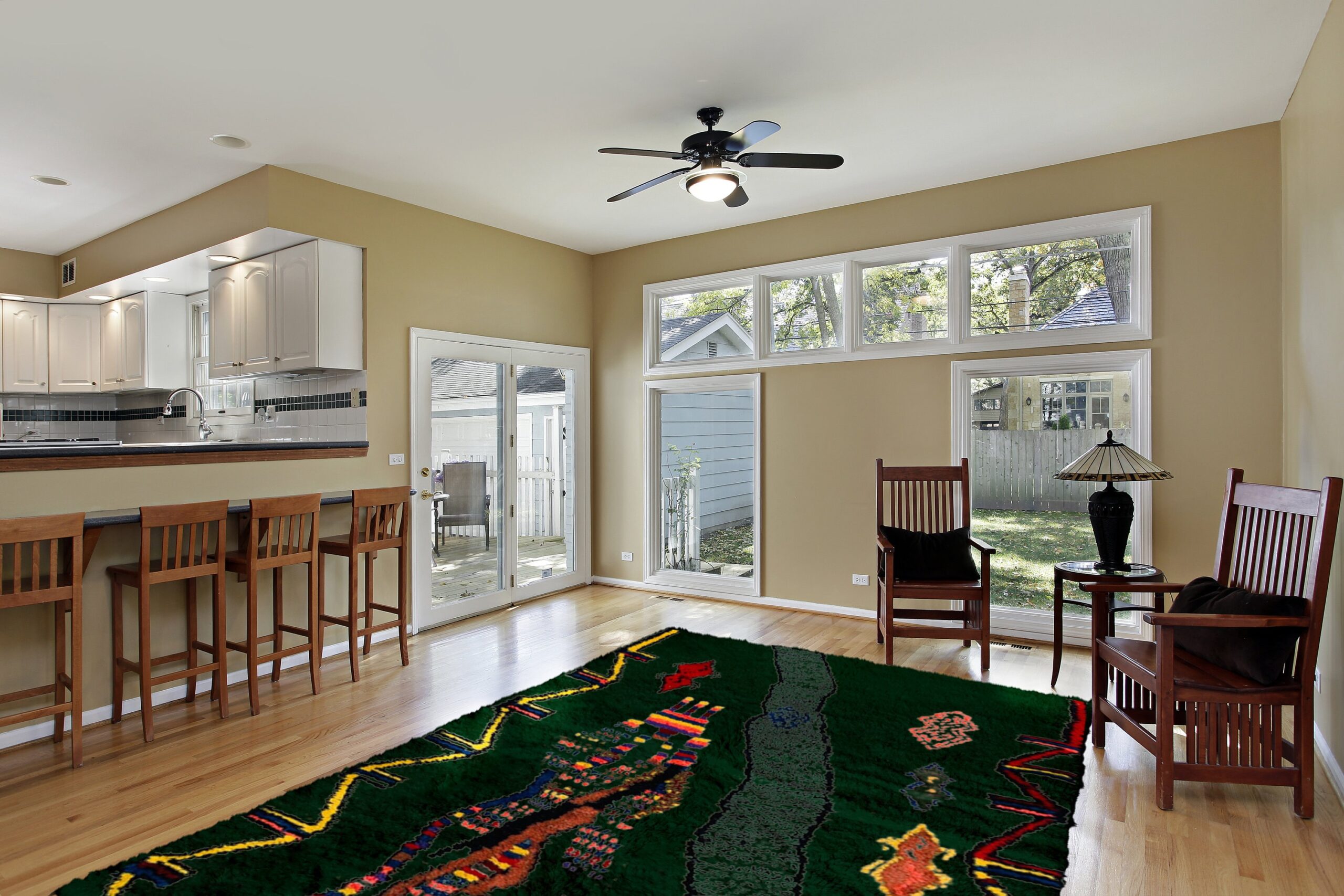 Moroccan Rug Azilal 5x7 Wool Forest Green Multicolor Tribal Boho Living Room - Image 3