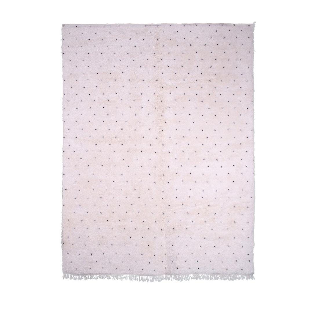 Moroccan Rug Handmade Wool Custom Size - Ivory Neutral Minimalist Boho Area Rug for Living Room Bedroom Beni Ourain – Image 2