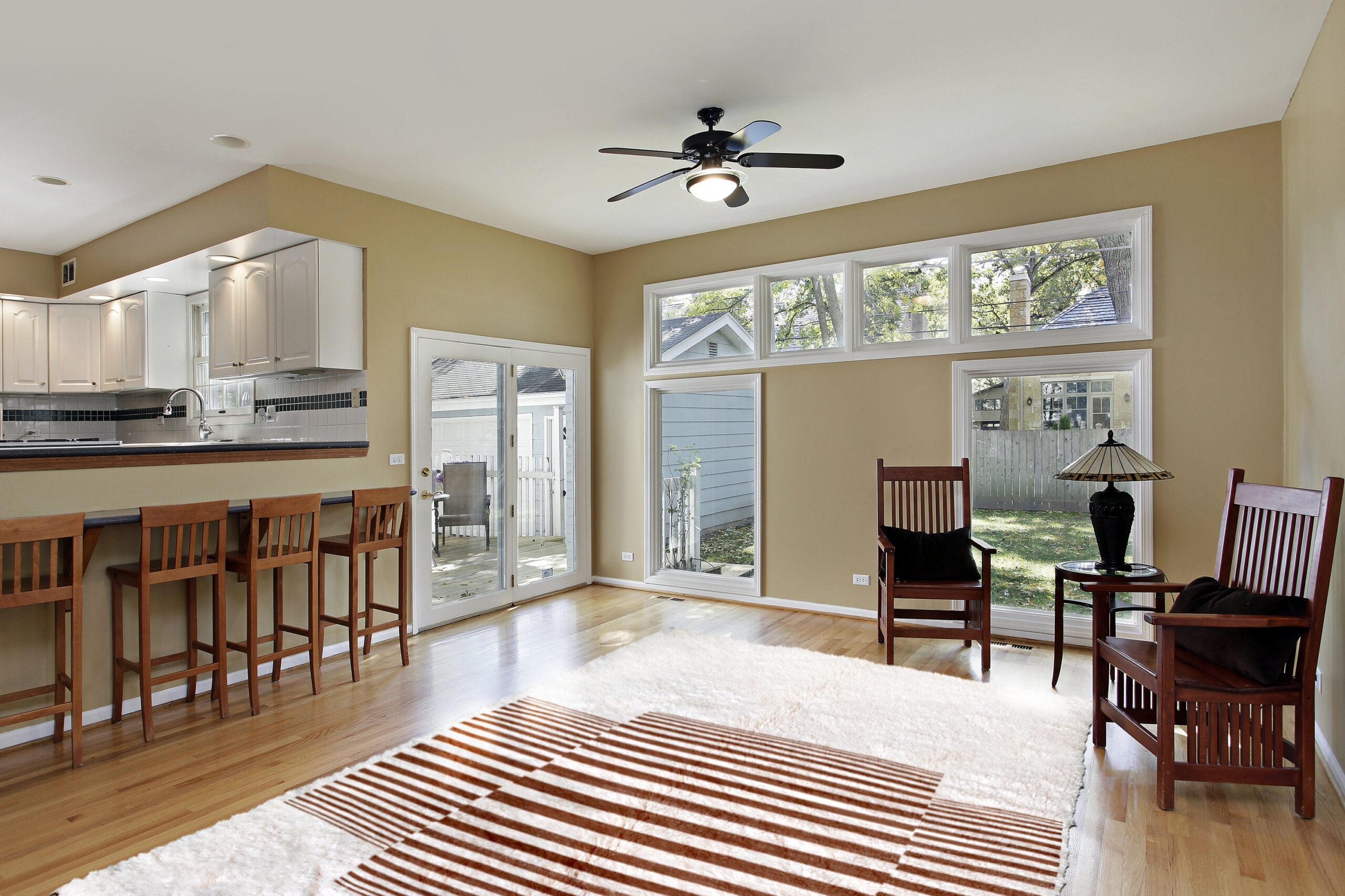 Moroccan Rug Mrirt 5x8 Wool Ivory Cream Brown Striped Minimalist Living Room Berber - الصورة 3