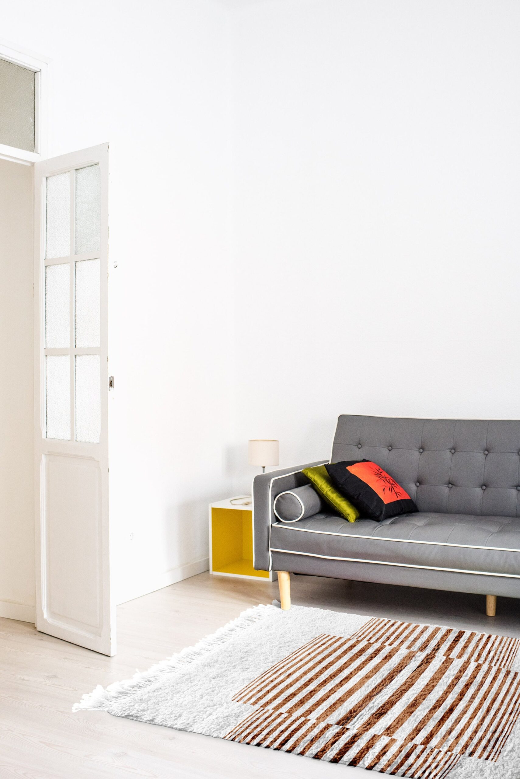 Moroccan Rug Mrirt 5x8 Wool Ivory Cream Brown Striped Minimalist Living Room Berber - الصورة 4