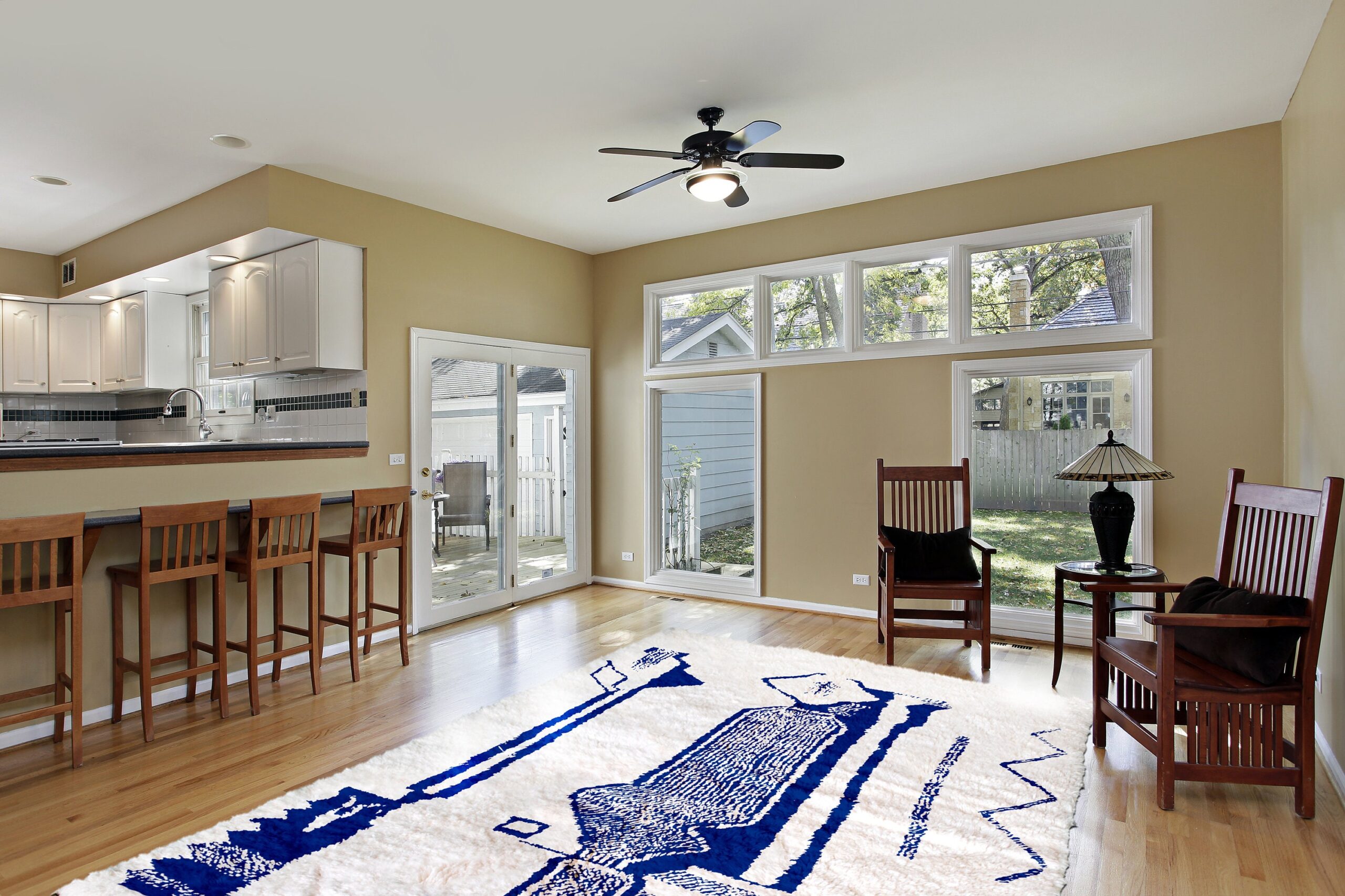 Moroccan Rug Handmade Wool Custom Size - Ivory Cream Blue Modern Boho Area Rug for Living Room Bedroom Beni Ourain - الصورة 3