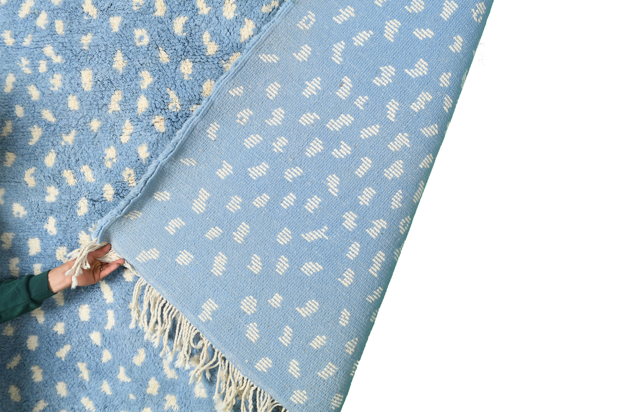 Moroccan Rug Handmade Wool 8x10 - Blue Ivory Modern Boho Area Rug for Living Room Bedroom - Berber - Kuva 10